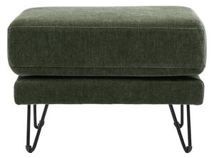 Pouf poggiapiedi in tessuto effetto velluto verde kaki e metallo OSLO