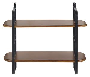 Mensola da parete in legno massello di mango tinto e metallo nero L70 cm AKINA