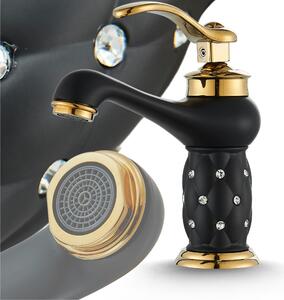 Rubinetto per lavabo, rubinetto da bagno Aristo, dorato, nero opaco, ad alta pressione, con regolazione della portata e della temperatura dell'acqua
