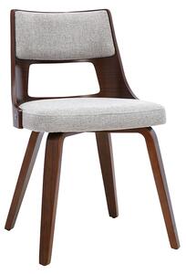 Sedia scandinava in tessuto effetto velluto testurizzato grigio e legno scuro GARBO