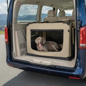 Trasportino per animali domestici belviona pieghevole, comodo e sicuro, Oxford + rete, riponibile in poco spazio, fino a 25 kg, 101x69x70 cm, beige