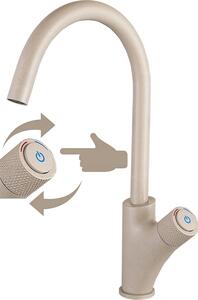 Granitan | PRESS - Rubinetto da cucina - Orientabile a 360° - Beige - Ottone - Carica in Vetroceramica