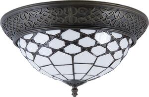 Clayre & Eef Lampada da soffitto Tiffany Ø 38x19 cm Vetro bianco marrone