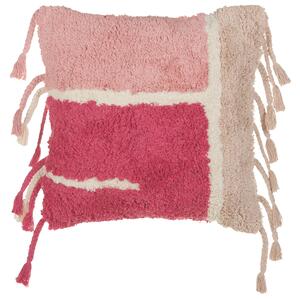 Set di 2 cuscini decorativi in cotone con frange in stile bohémien 45 x 45 cm Accessori decorativi rosa Beliani