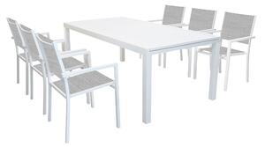 DAVID - set tavolo da giardino con sedie allungabile 200/300x100 - Bianco - 6