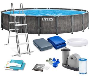INTEX Piscina con cornice in legno grigio 549x122 26744NP