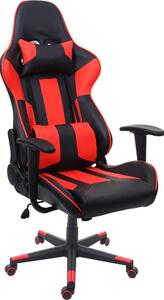 Sedia da ufficio HWC-F84, sedia da scrivania sedia da gioco sedia girevole executive, Similcuoio ~ nero/rosso