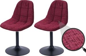Set di 2 sedie da pranzo HWC-A60, sedia da cucina girevole, acciaio Tessuto / ciniglia tessile (465g/m²) ~ bordeaux