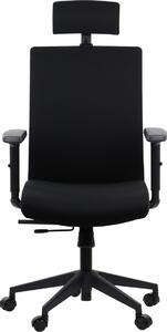 Sedia da ufficio ergonomica girevole RIVERTON F/H, braccioli regolabili, poggiatesta, seduta scorrevole (avanti-indietro), nero