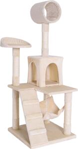 Tiragraffi lionto, elegante albero per gatti da 133 cm con copertura in peluche, robusti pali in sisal e versatili aree di riposo, beige