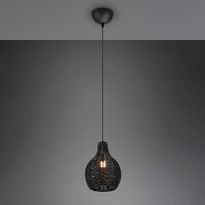 Reality Leuchten Lampada sospensione Sprout di rattan, 1 luce, nero