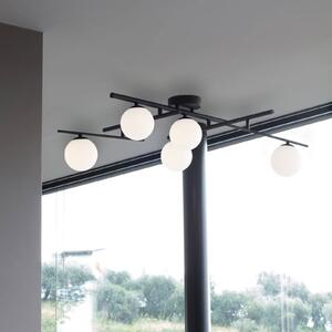 Ideallux Ideal Lux plafoniera Atlas nera, a 5 luci in vetro metallico