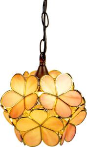 Clayre & Eef lampada a sospensione Tiffany 21x21x17/90 cm fiori di vetro rosa giallo