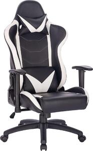 Milani Home - poltrona gaming ergonomica con poggiatesta e supporto lombare, girevole, regolabile, bianco, in poliuretano, con braccioli