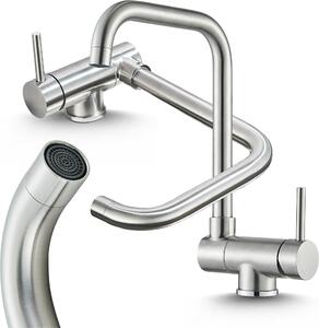 Rubinetto da cucina pieghevole per finestra, Ari MOEN, beccuccio girevole 360 gradi, cartuccia in Vetroceramica, oro spazzolato