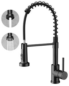 Rubinetto da cucina Rainsworth in acciaio inox nero - Rubinetto da cucina a due getti ad alta pressione con doccia estraibile, rubinetto per lavello con rotazione a 360° adatto alla cucina