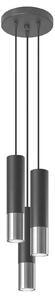 Lampada a sospensione LOOPEZ 3P nero/cromo 3xGU10 10W acciaio 90x20x20cm Sollux Lighting