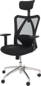 Sedia da ufficio HWC-O64, sedia da scrivania, ergonomica, bracciolo regolabile con supporto lombare ~ nero