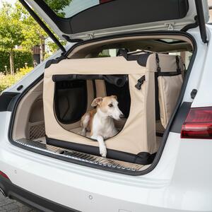 Trasportino per animali domestici belviona pieghevole, comodo e sicuro, Oxford + rete, riponibile in poco spazio, fino a 18 kg, 82x58x58 cm, beige