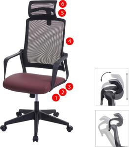 Sedia da ufficio HWC-J52, sedia girevole da scrivania, poggiatesta ergonomico, similpelle ~ rosso bordeaux