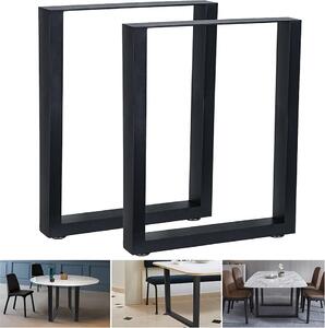 Set di 2 pattini per tavolo in acciaio 100×72 cm neri, stile industriale, protezioni per il pavimento