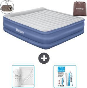 Materasso gonfiabile Bestway - 2 persone - 193 x 203 x 56 cm - Grigio/Blu - Accessori inclusi