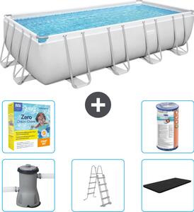 Piscina rettangolare Bestway Power Steel - 488 x 244 x 122 - Grigio, compresa pompa - scala - copertura pacchetto manutenzione - filtro