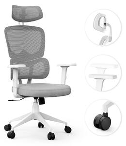 SENSE7 VENO Sedia da ufficio ergonomica Sedia da scrivania Bianca Schienale diviso Poggiatesta Schienale in rete Ufficio domestico Poltrona direzionale Sedia per PC Rotelle in gomma 120 kg