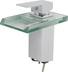 Rubinetto a cascata LED - Miscelatore lavabo - LED di temperatura a 3 colori (blu/verde/rosso) - Caldo/freddo - Monocomando - Cartuccia in Vetroceramica - Corpo in ottone - Montaggio a vista - Cromo