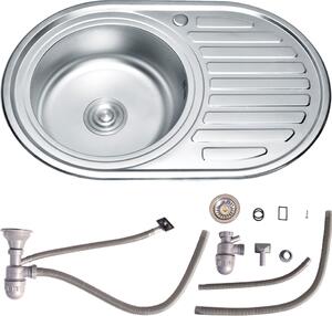 Lavello da cucina Melko in acciaio inox - Lavello da incasso 77 cm Allineamento a sinistra