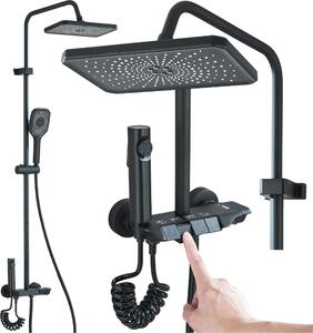 Ari Shower System nero con doccia bidet doccia a pioggia e bocca da bagno ottone