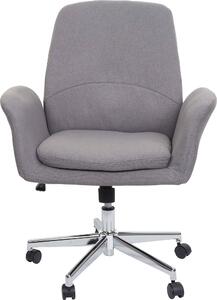 Sedia da ufficio HWC-K23, sedia da scrivania poltrona girevole, tessuto/tessuto con braccioli ~ grigio