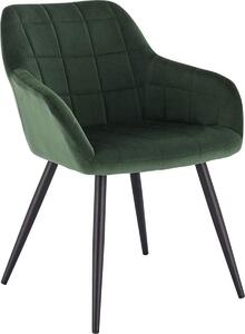 Sedia da pranzo in velluto verde – Gambe in metallo nero – Lusso – Altezza seduta 47 cm – Moderna – 1 pezzo