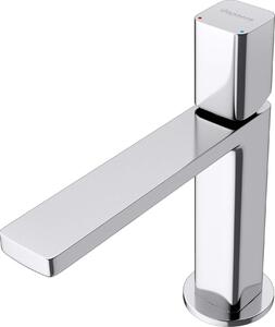 Doporro Miscelatore Monocomando per Lavabo Bagno Senza Leva, Rubinetto con Flessibili Acqua Calda Fredda in Ottone Cromato H 19,6 cm WAO-7901