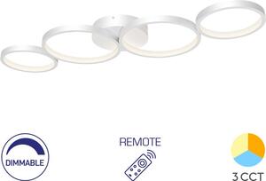 Braytron Moderna plafoniera LED di design dimmerabile 3CCT 3000-6500K telecomando 60W anelli bianco