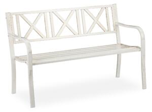 Panchina da giardino Relaxdays, 2 posti, per terrazza o balcone, in acciaio, robusta, HxLxP: 80,5 x 127 x 63 cm, bianco-bronzo