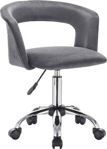 Sedia da ufficio Deluxe con rotelle - Velluto - Per adulti - Grigio scuro - Sedia da ufficio ergonomica - Regolabile in altezza
