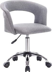 Happyment Sedia da ufficio Deluxe su rotelle - Lino - Per adulti - Grigio chiaro - Sedia da ufficio ergonomica - Regolabile in altezza