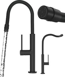 Granitan | Miscelatore da cucina Oti - Nero - Getto estraibile 18–24 cm - Orientabile a 360° - Foro di incasso 35 mm