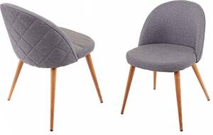 Set di 2 sedie da sala da pranzo HWC-D53, sedia da cucina, design retrò anni '50, tessuto/tessuto ~ grigio scuro
