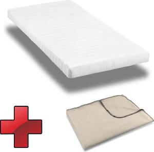 Materasso in schiuma comfort K10 80 x 200 cm, altezza 10 cm, livello di rigidità H3 + coperta Sleezzz® Smart 140 x 200 cm