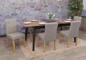 Set di 6 sedie da pranzo HWC-E58, sedie da pranzo ~ tessuto/tessuto grigio, gambe chiare