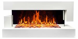 CHEMIN'ARTE - Caminetto elettrico da parete Quartz 3XL 152 cm – Bianco con effetto fiamme LED, riscaldamento programmabile, telecomando