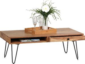 Wohnling tavolino in legno massiccio di acacia 120 x 60 x 40 CM con 2 cassetti; WL1.514