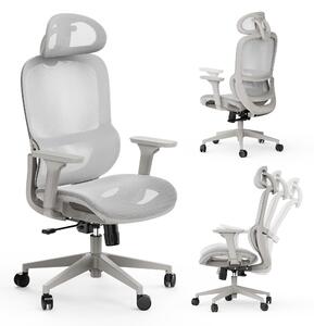 SENSE7 Neyo Sedia da ufficio ergonomica Sedia da scrivania Grigio Interamente in rete Braccioli 3D Poggiatesta Meccanismo sincronizzato Ufficio domestico Poltrona direzionale Sedia per PC 140 kg