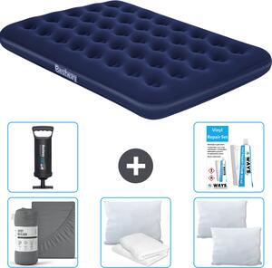Materasso gonfiabile Bestway - Letto francese - 137 x 191 x 22 cm - Blu - Accessori inclusi