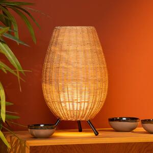 Lucide Lampada tavolo Colin rattan, Ø22cm naturale/nero