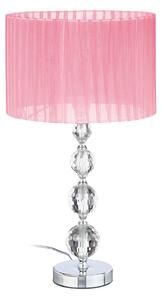 Lampada da tavolo Relaxdays, lampada da comodino con design in cristallo, A x P: 54 x 29,5 cm, attacco E27, lampada da tavolo con paralume, rosa