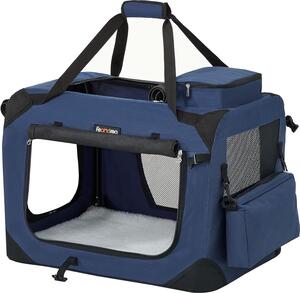 Feandrea cassa pieghevole per cani, box per trasporto cani, S, borsa per cani, tessuto Oxford, rete, traspirante, portatile, struttura in metallo, con maniglie, tasche