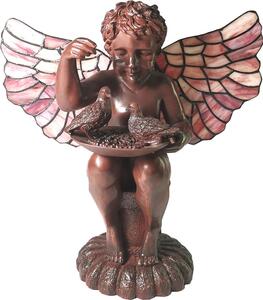Clayre & Eef Lampada da tavolo Tiffany Angel 41x26 cm Vetro rosa marrone